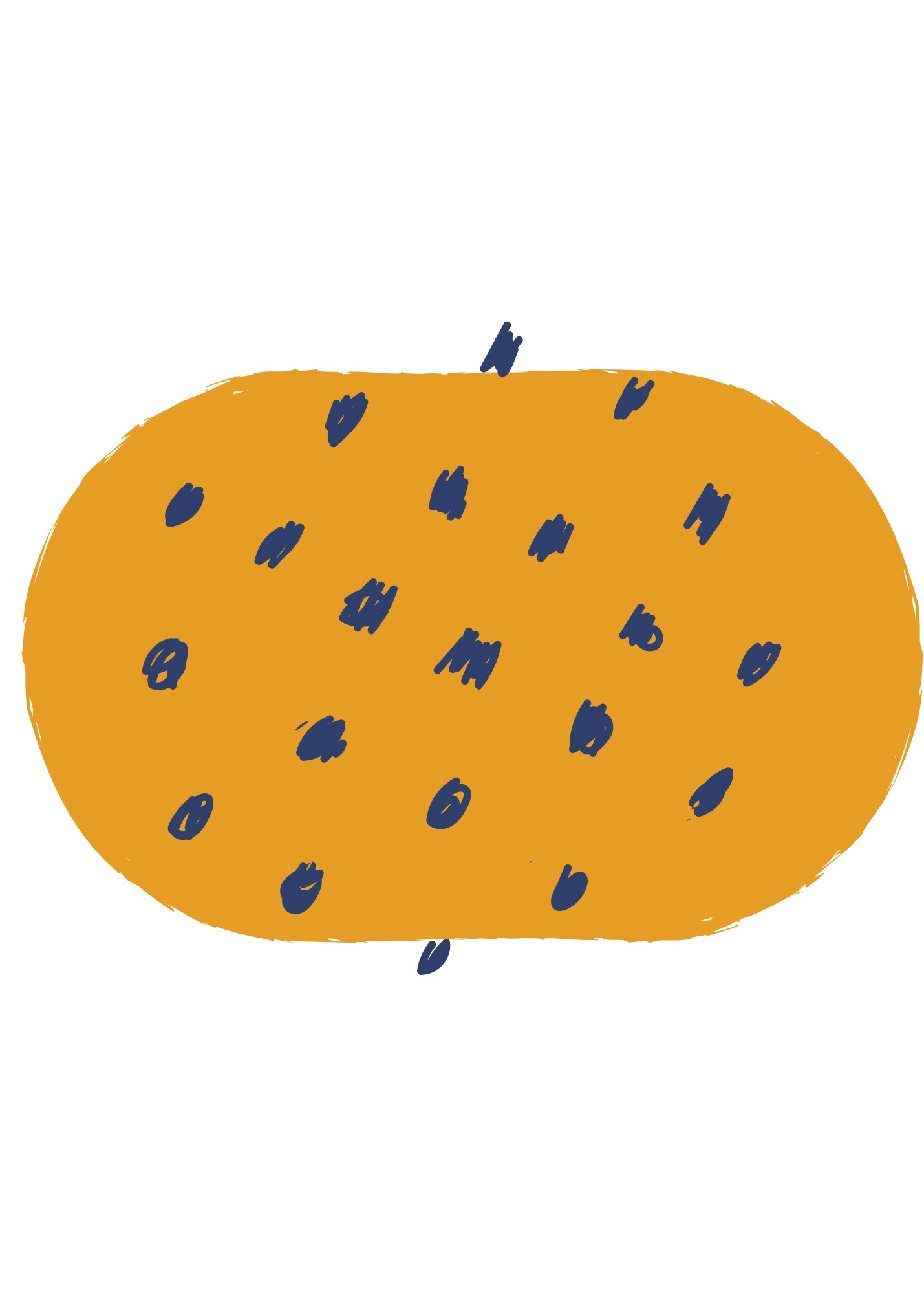 Orange Oval w Blue Dots